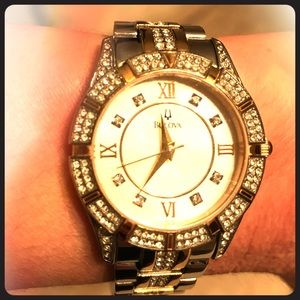 Bulova  crystal two tone watch